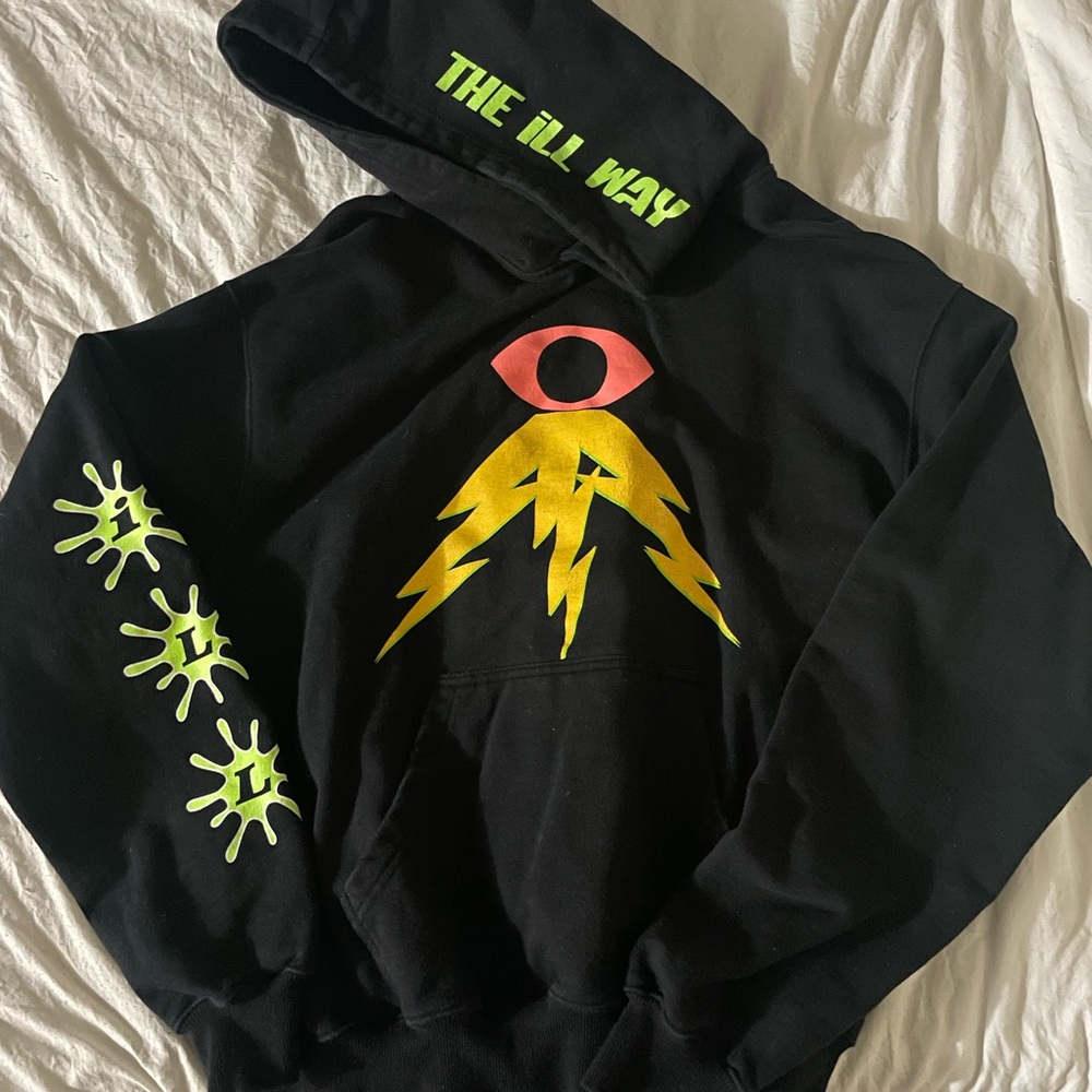 Aviator Nation Black Hoodie with Neon Yellow and neon green